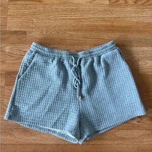 Princess Polly Sky Blue Waffle Knit Athletic Shorts